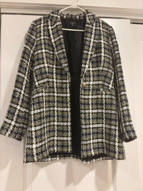 Tahari Black White and Olive Tweed Blazer